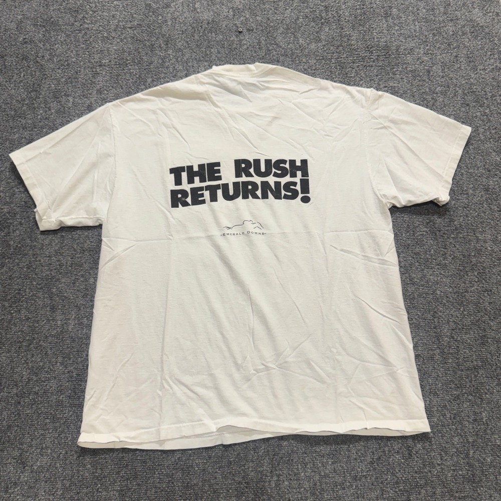 VTG Oneita Emerald Downs T-Shirt Men's 2XL White Single Stitch Y2K 90s